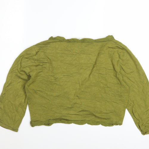 Kaliko Womens Green Long Sleeve Open Knit Cardigan Size 14