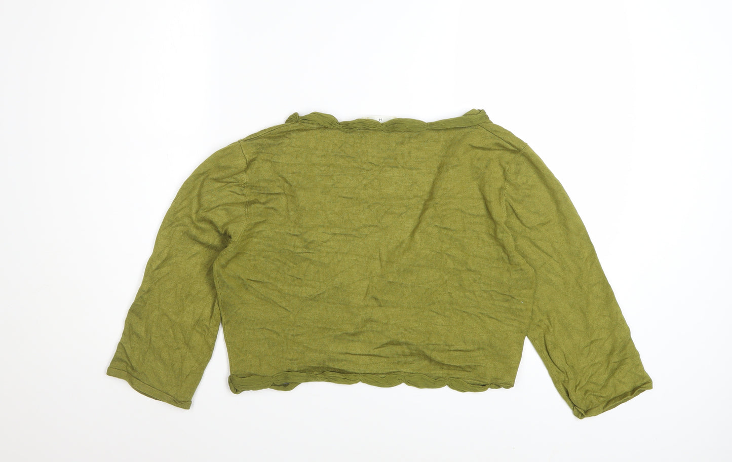 Kaliko Womens Green Long Sleeve Open Knit Cardigan Size 14