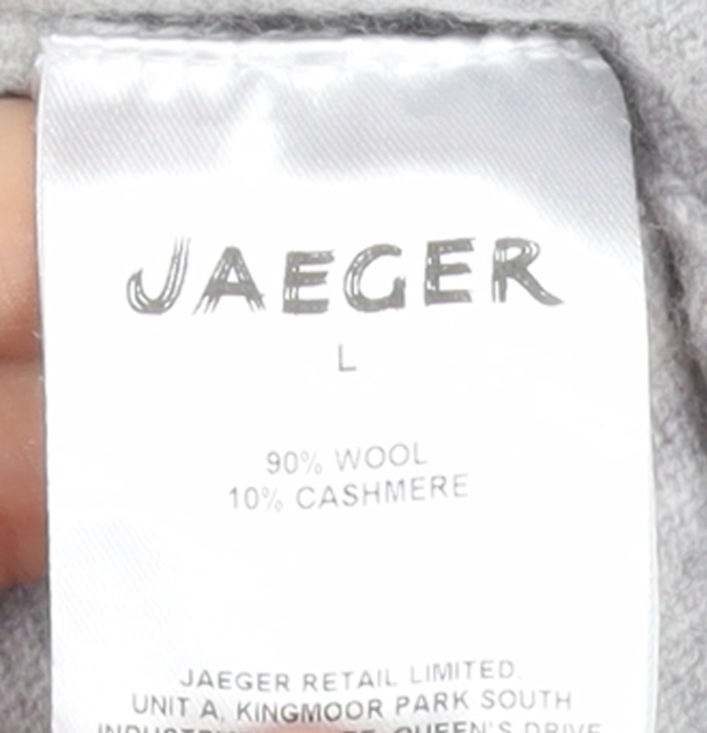 Jaeger Women Grey Wool Cashmere Long Cardigan L Open Front Pockets