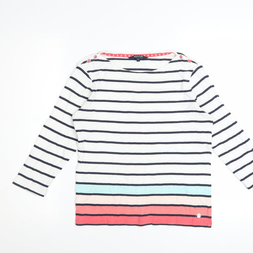 Maine New England Womens Multicoloured Striped 3/4 Sleeve Cotton Top Size 12