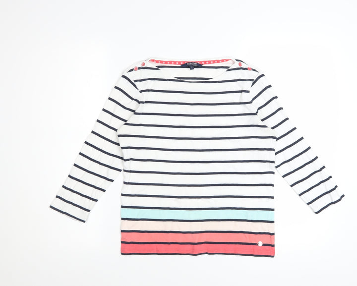Maine New England Womens Multicoloured Striped 3/4 Sleeve Cotton Top Size 12