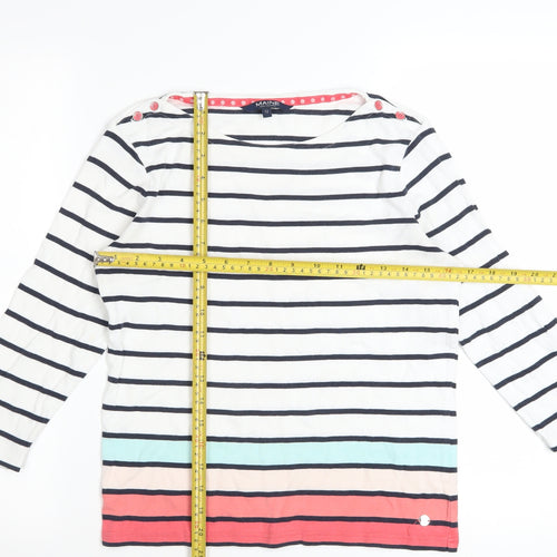 Maine New England Womens Multicoloured Striped 3/4 Sleeve Cotton Top Size 12