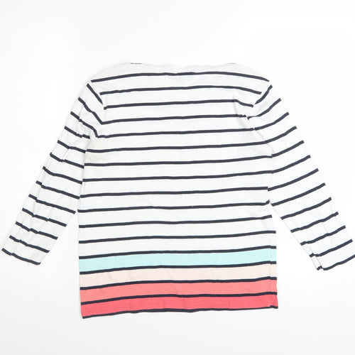Maine New England Womens Multicoloured Striped 3/4 Sleeve Cotton Top Size 12