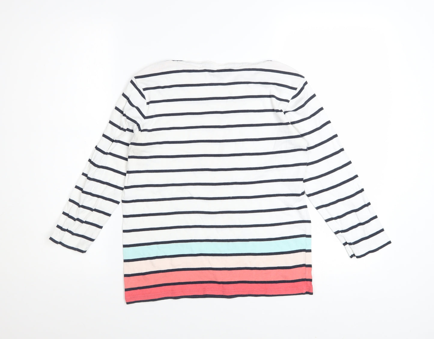 Maine New England Womens Multicoloured Striped 3/4 Sleeve Cotton Top Size 12