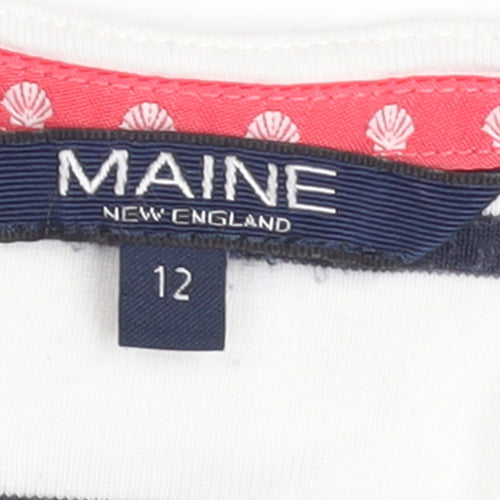 Maine New England Womens Multicoloured Striped 3/4 Sleeve Cotton Top Size 12