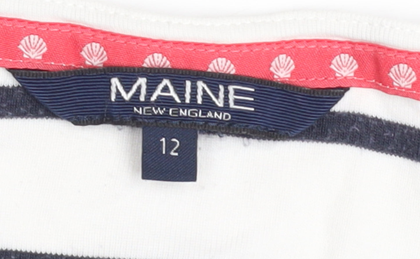 Maine New England Womens Multicoloured Striped 3/4 Sleeve Cotton Top Size 12