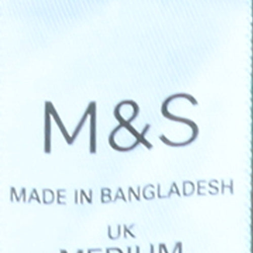 Marks and Spencer Women Brown Open-Knit Short Sleeve Cotton Jumper M
