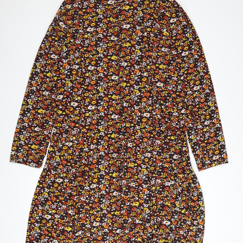 Before Dawn Curve Floral V-Neck Long Sleeve Skater Dress Size 22 Women Multicoloured