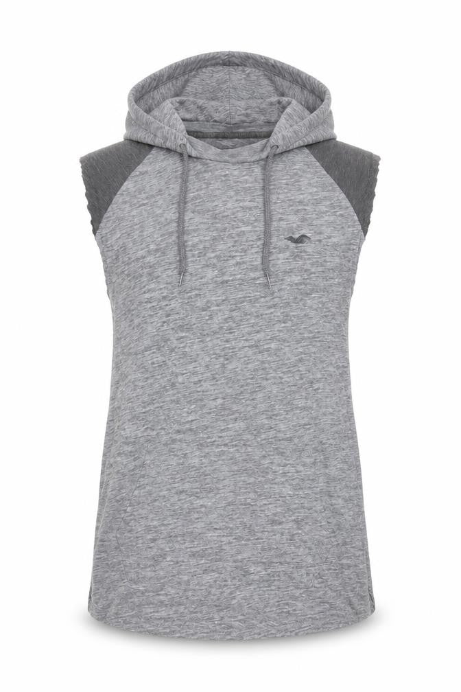 Hollister Men's Grey Sleeveless Hoodie Vest S Hooded Gym Top