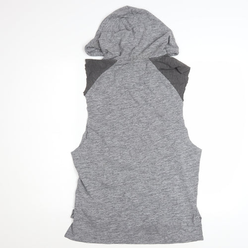 Hollister Men's Grey Sleeveless Hoodie Vest S Hooded Gym Top