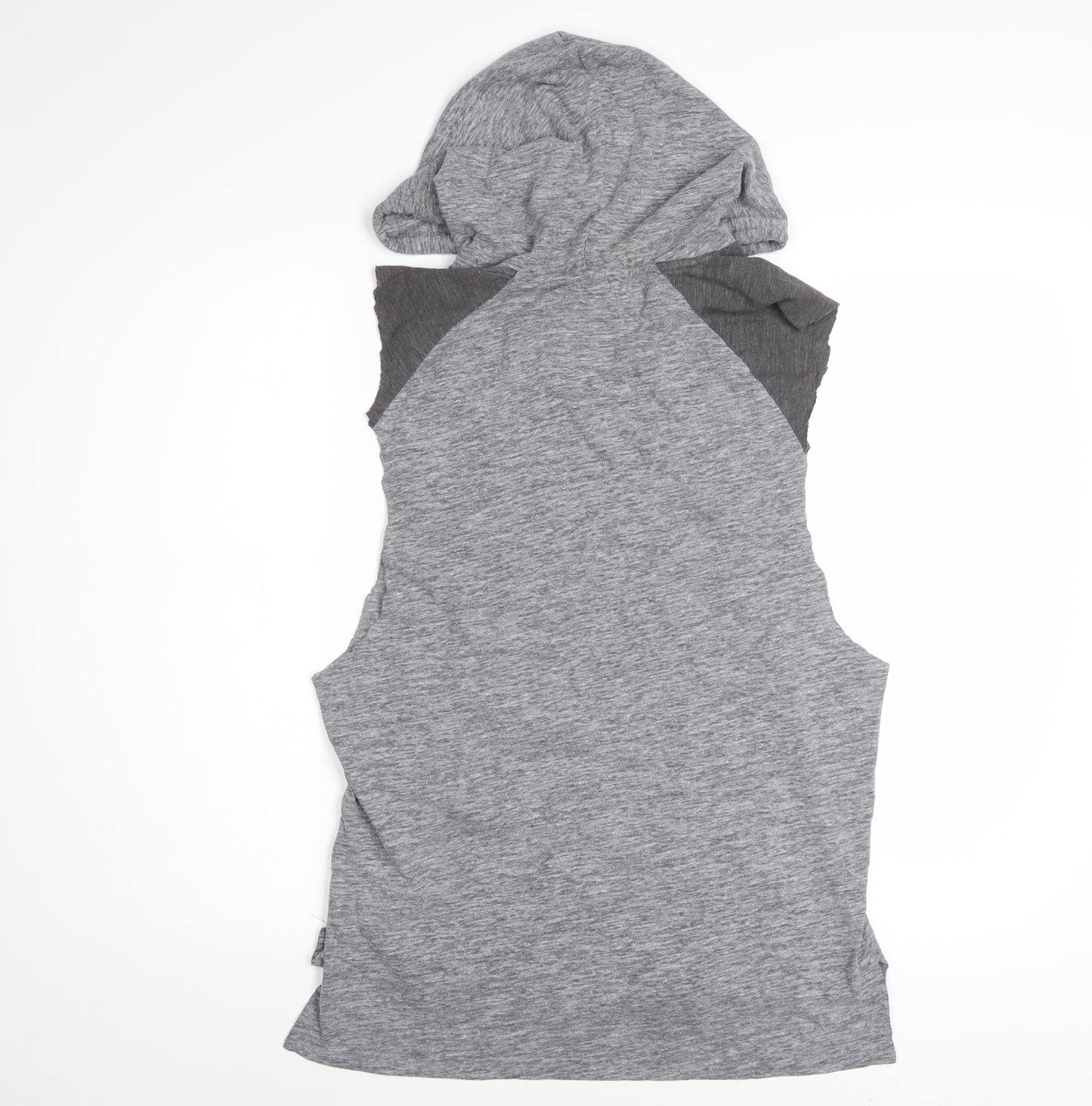 Hollister Men's Grey Sleeveless Hoodie Vest S Hooded Gym Top