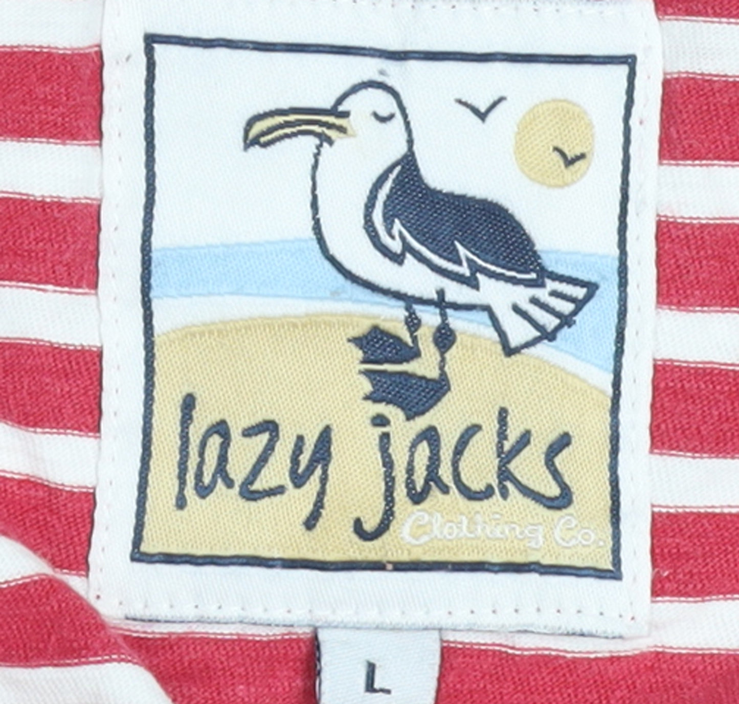 Lazy Jacks Women's Red White Striped Cotton Long Sleeve T-Shirt Size L