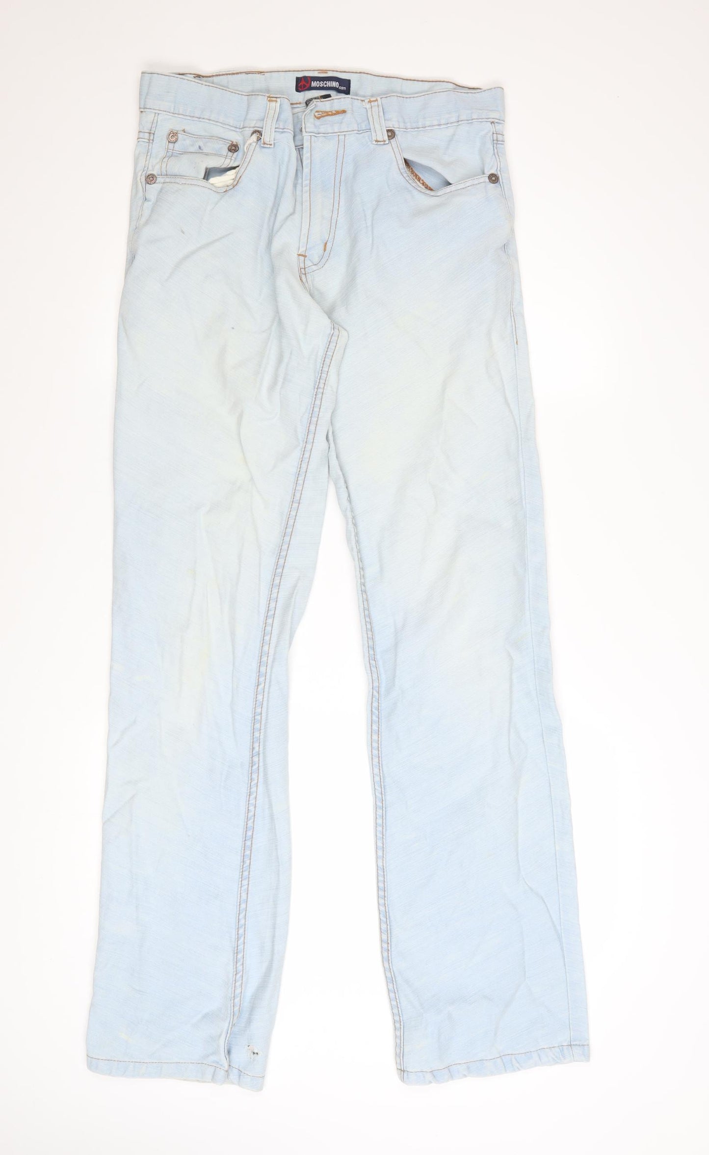 Moschino Men Light Blue Straight Denim Jeans Size 36