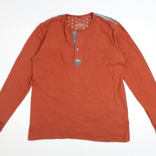 Joe Browns Men's Brown Long Sleeve Henley T-Shirt Size M 100% Cotton