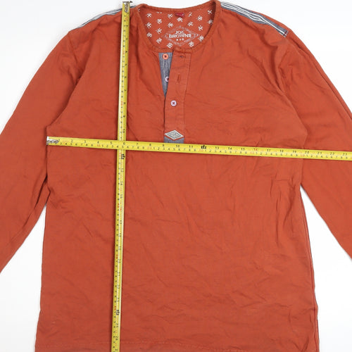 Joe Browns Men's Brown Long Sleeve Henley T-Shirt Size M 100% Cotton