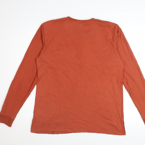 Joe Browns Men's Brown Long Sleeve Henley T-Shirt Size M 100% Cotton