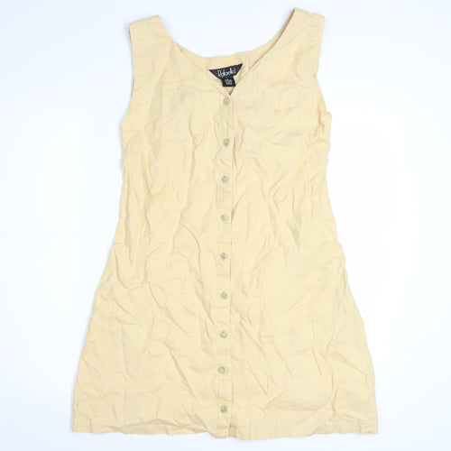 Rafaella Women's Beige Linen Sleeveless Button Shift Dress Size 12