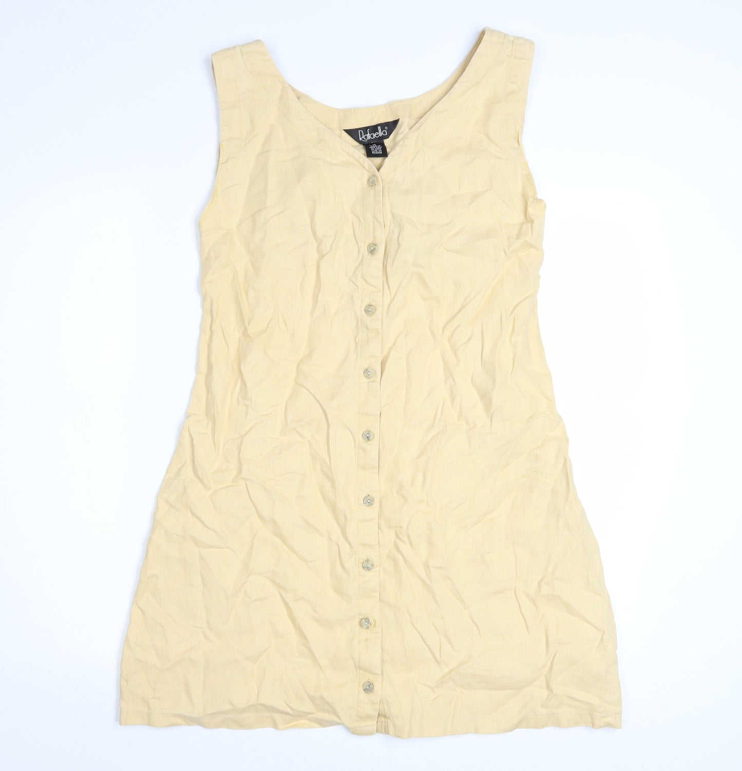 Rafaella Women's Beige Linen Sleeveless Button Shift Dress Size 12
