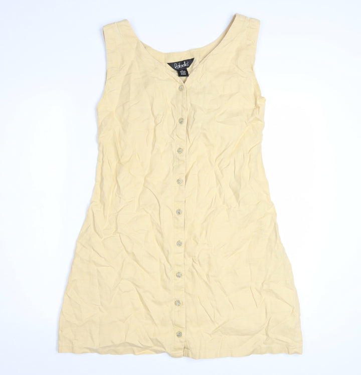 Rafaella Women's Beige Linen Sleeveless Button Shift Dress Size 12