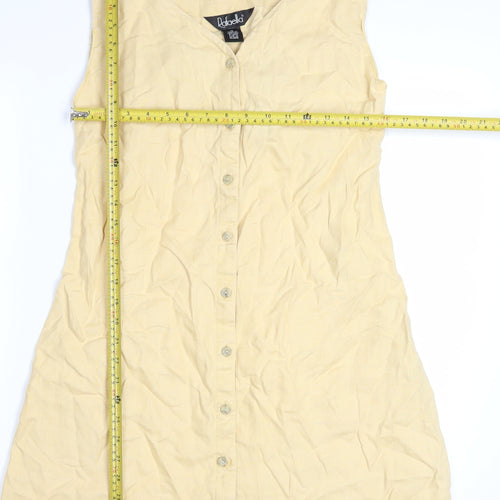 Rafaella Women's Beige Linen Sleeveless Button Shift Dress Size 12