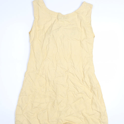 Rafaella Women's Beige Linen Sleeveless Button Shift Dress Size 12