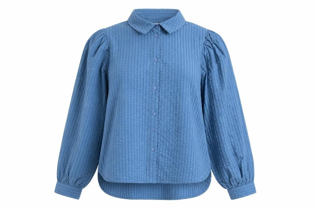 VILA Women's Blue Long Sleeve Collared Button Blouse Size 10