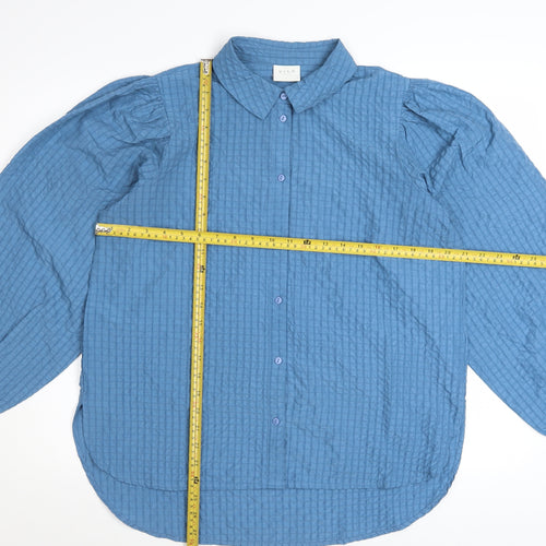 Vila Women's Blue Long Sleeve Collared Button Blouse Size 10