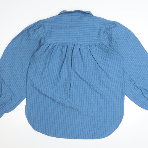 Vila Women's Blue Long Sleeve Collared Button Blouse Size 10