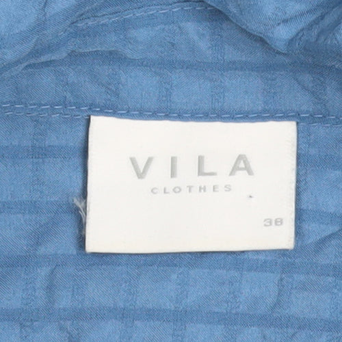 Vila Women's Blue Long Sleeve Collared Button Blouse Size 10