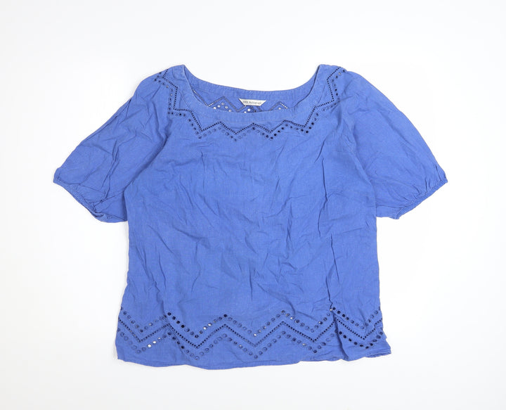Marks and Spencer Women Blue Linen Blend Tunic Blouse Size 16
