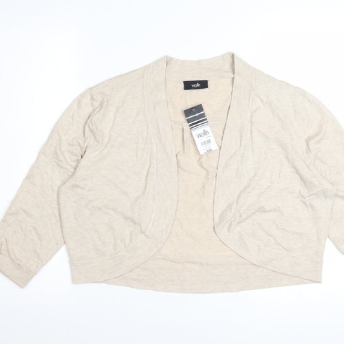 Wallis Women Beige Lightweight Knit Open Cardigan Size 16