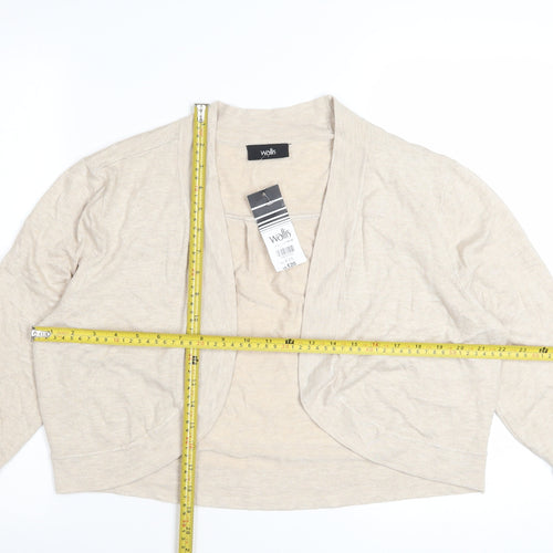 Wallis Women Beige Lightweight Knit Open Cardigan Size 16