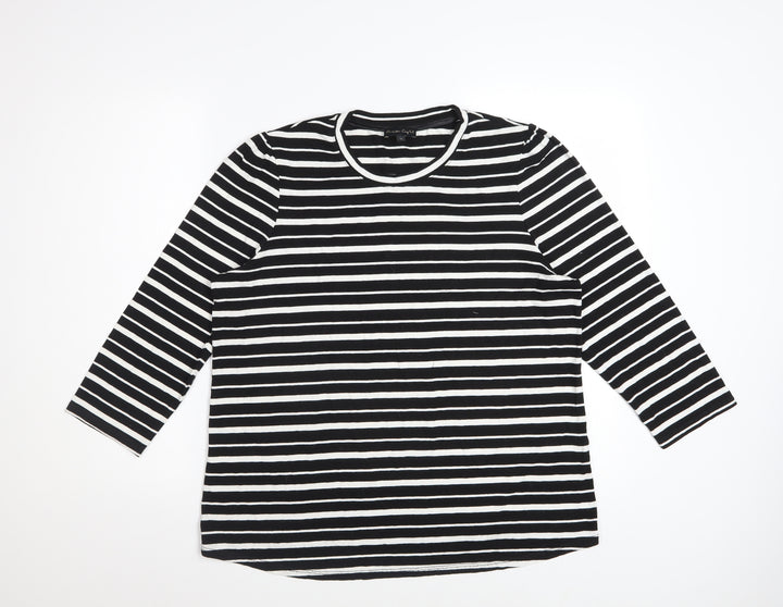 Phase Eight Women’s Black White Striped 3/4 Sleeve Jersey Top UK 18