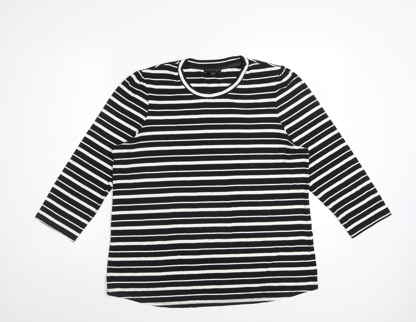 Phase Eight Women’s Black White Striped 3/4 Sleeve Jersey Top UK 18