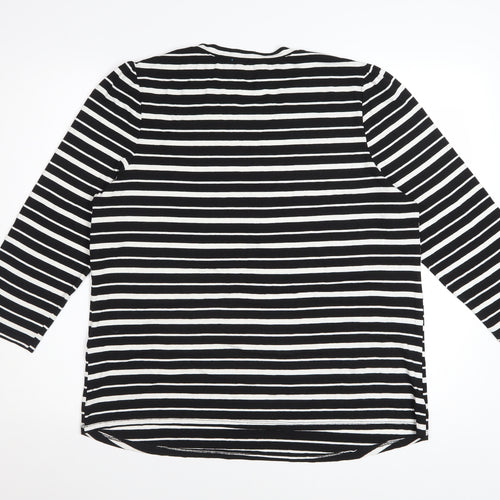 Phase Eight Women’s Black White Striped 3/4 Sleeve Jersey Top UK 18