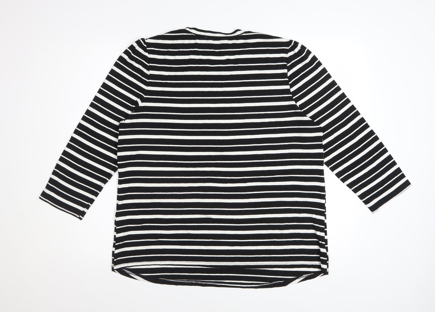 Phase Eight Women’s Black White Striped 3/4 Sleeve Jersey Top UK 18