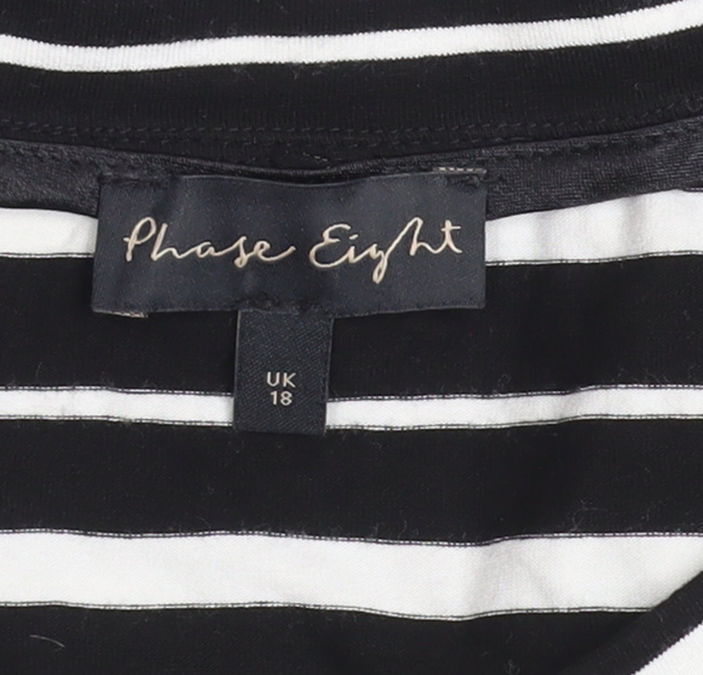 Phase Eight Women’s Black White Striped 3/4 Sleeve Jersey Top UK 18
