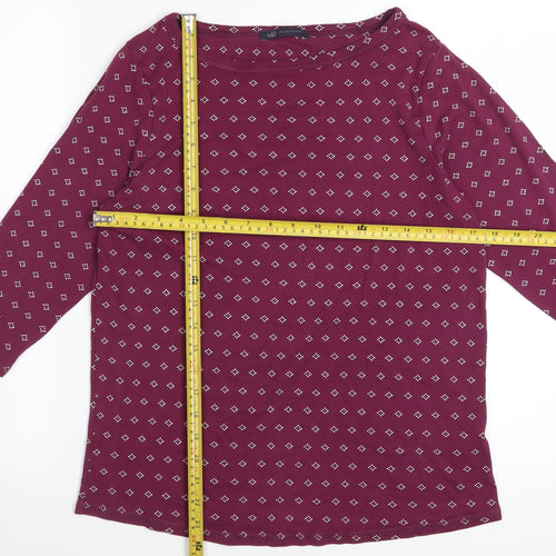 Marks and Spencer Women's Purple Geometric Cotton 3/4 Sleeve T-Shirt Size 18