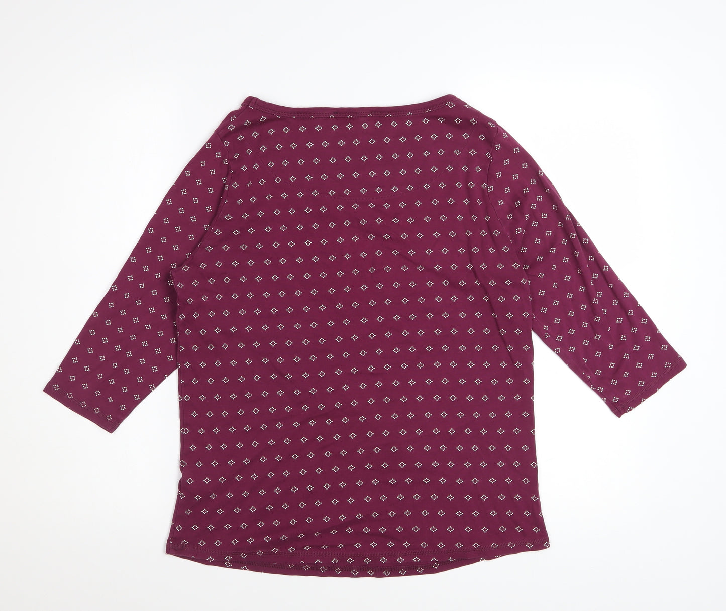 Marks and Spencer Women's Purple Geometric Cotton 3/4 Sleeve T-Shirt Size 18