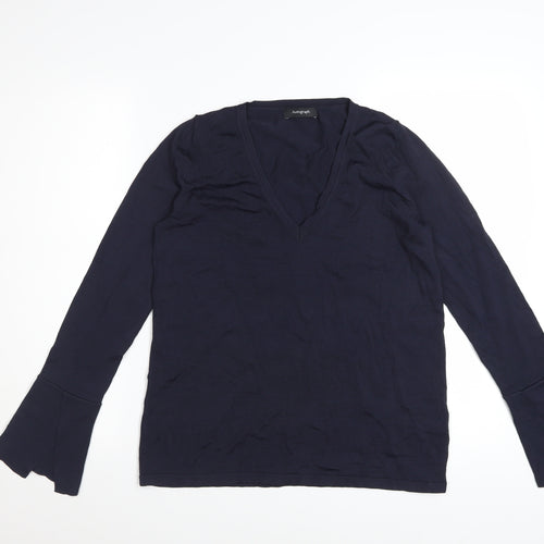 Marks and Spencer Women’s Navy Blue Flared Sleeve V-Neck Blouse Size 8