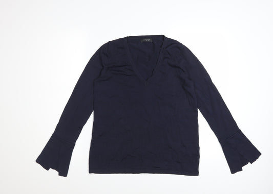 Marks and Spencer Women’s Navy Blue Flared Sleeve V-Neck Blouse Size 8
