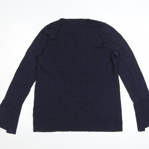 Marks and Spencer Women’s Navy Blue Flared Sleeve V-Neck Blouse Size 8