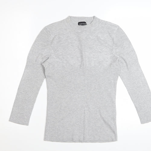 Warehouse Women Grey Crew Neck Knit Jumper Size 14 Regular