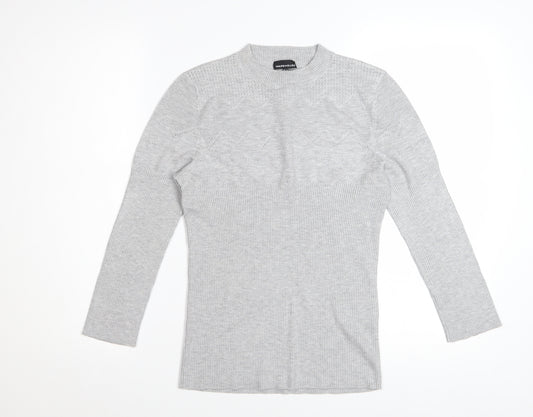 Warehouse Women Grey Crew Neck Knit Jumper Size 14 Regular