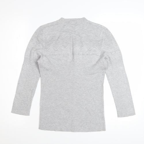 Warehouse Women Grey Crew Neck Knit Jumper Size 14 Regular