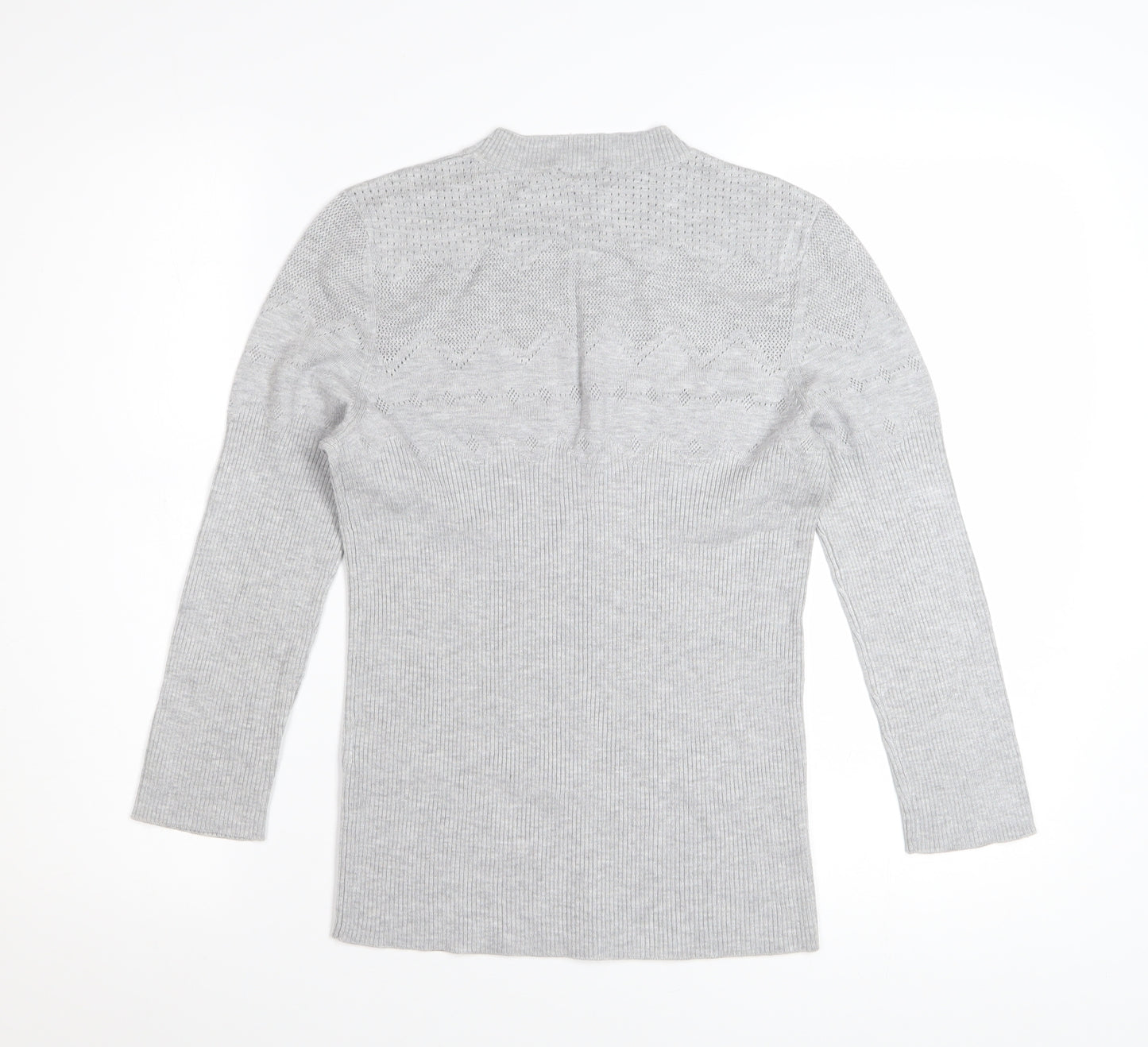 Warehouse Women Grey Crew Neck Knit Jumper Size 14 Regular