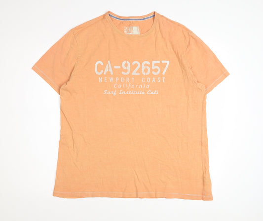 Marks and Spencer Men’s Orange California Surf Graphic Crew Neck T-Shirt Size L