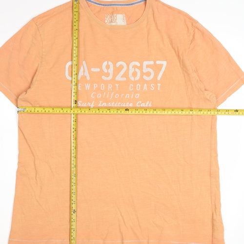 Marks and Spencer Men’s Orange California Surf Graphic Crew Neck T-Shirt Size L