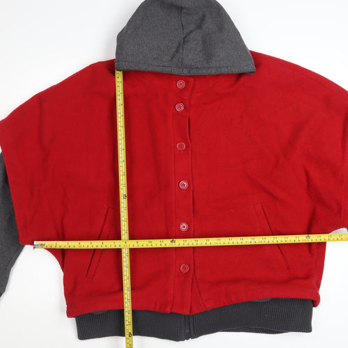 By Henry Holland Women Red Short Bomber Jacket Size 18 Wool Blend