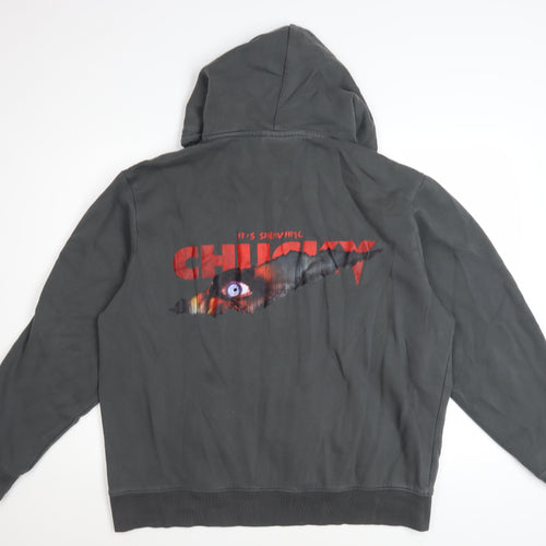 Chucky Men’s Grey Pullover Hoodie L Horror Graphic Print Sweatshirt